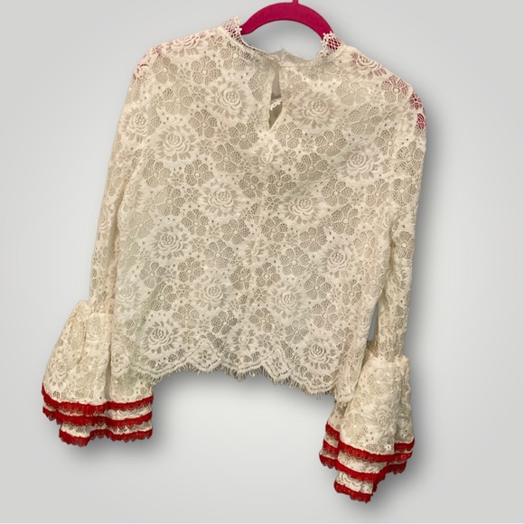 Alpha & Omega Lace Bell Sleeve Blouse - Picture 8 of 13